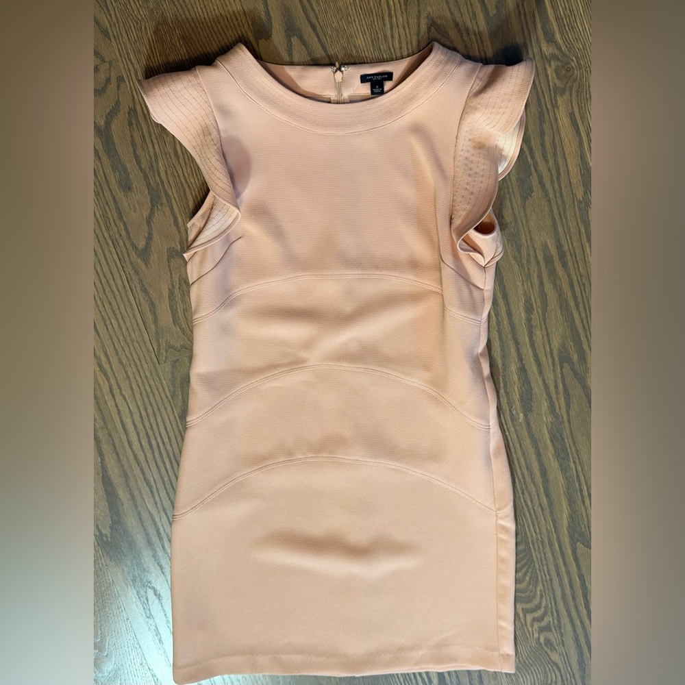 Ann Taylor Flutter Short Sleeve Peach Pink Cocktail Casual Dress - Picture 7 of 12